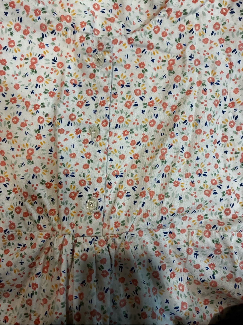Floral Button-Front Sundress in Coral and Navy